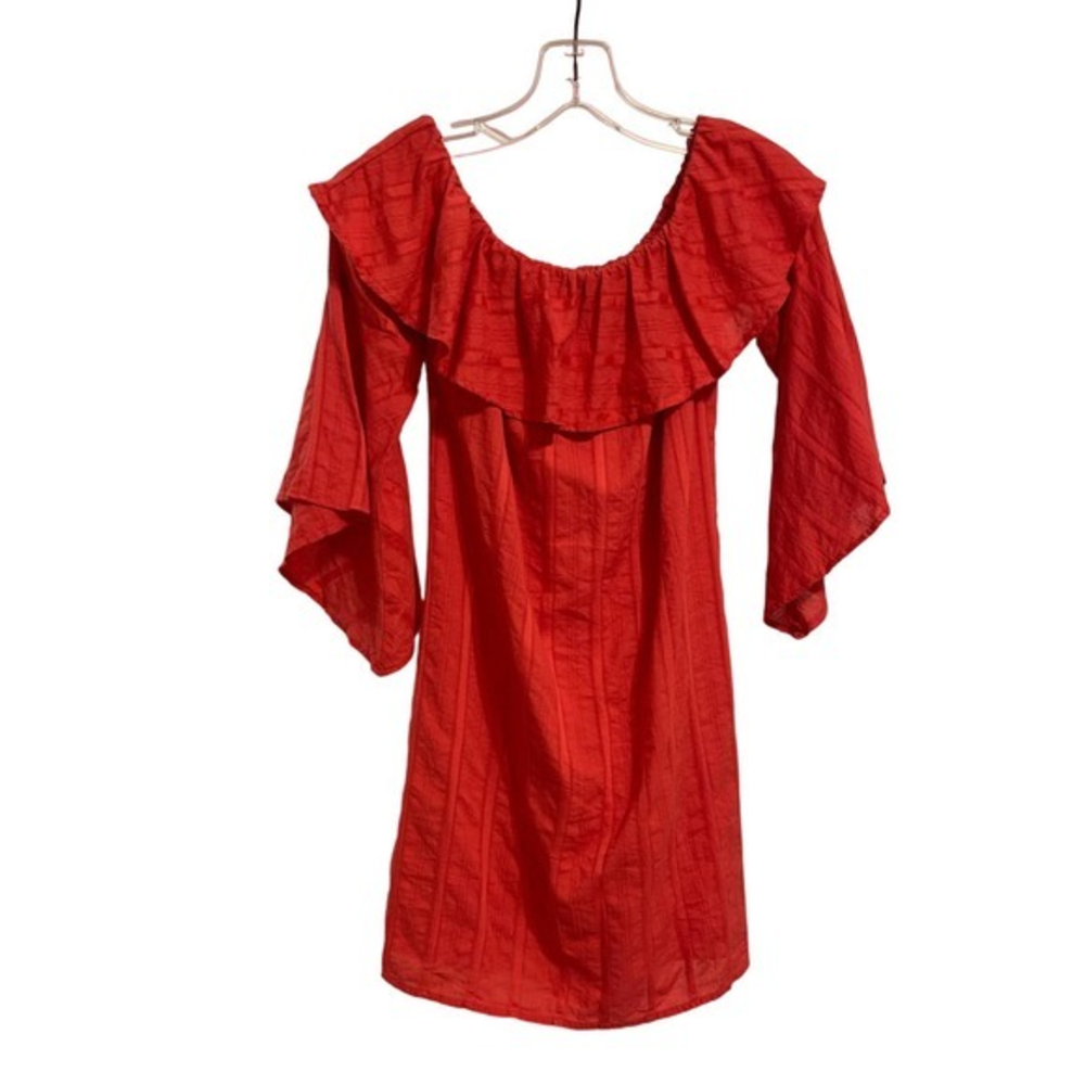 Jessica Simpson Red Off The Shoulder Ruffle Bell Sleeve Mini Dress XS